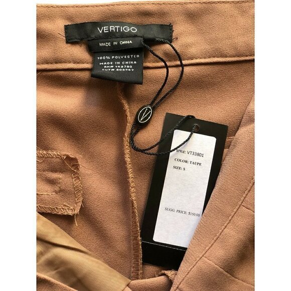 $150 Vertigo Women’s Solid Two-Pocket Pleated Cropped Pants Size M Trousers - Picture 7 of 8